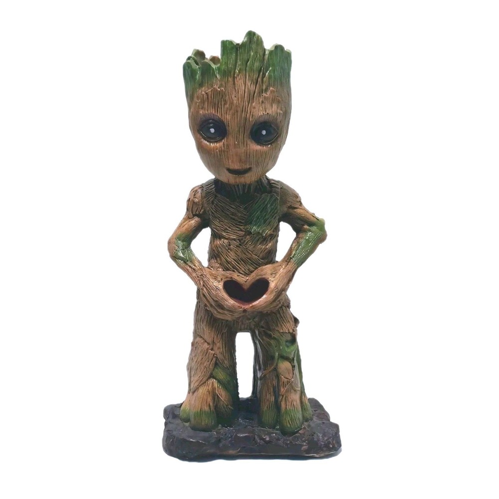 Baby Groot Love Heart Hands Figurine Planter Guardians Galaxy Desk Decor 11.5"